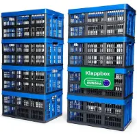 Novaliv Vouwbox 45l Blauw Set van 8 - Opvouwbare mandbox met praktische draaggrepen - Veelzijdige opbergbox