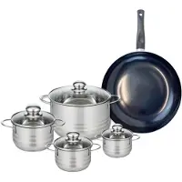 Elo Set van 1 Koekenpan 32 cm en 4 kookpotten 12, 14, 16 en 24 cm Elo Prima Brillant