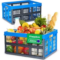 Novaliv Vouwbox 45l Blauw Set van 2 - Opvouwbare mandbox met praktische draaggrepen - Veelzijdige opbergbox