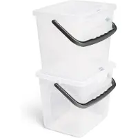 Novaliv 2x wasmiddeldoos met deksel 4 liter I Transparant I 23,5 x 18 x 18,5 cm I Doos waspoeder bewaardoos met handvat wasmiddel bewaarmiddel wasmiddelcontainer waspoedercontainer