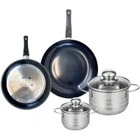 Elo Set van 2 Koekenpannen 20 en 24 cm en 2 Kookpotten 12 en 16 cm Elo Prima Glanzend