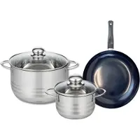 Elo Set van 1 Koekenpan 24 cm en 2 kookpotten 16 en 24 cm Elo Prima Glanzend