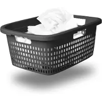 Novaliv wasmand met 3 handgrepen 25L antraciet, wasboxset wasemmer wascontainer voor badkamerwas vuile was, wasmanden vuile wascontainer wasmand verzamelbox
