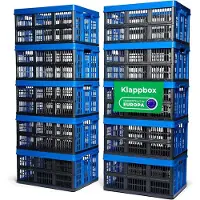 Novaliv Vouwbox 45l Blauw Set van 10 - Opvouwbare mandbox met praktische draaggrepen - Veelzijdige opbergbox