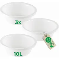 Novaliv 3x Afwaskommen Rond 10L, D40 cm, Wit, BPA-vrij Vaatwasmachinebestendig Ideaal voor Keuken en Camping, Ronde Kom, Grote Plastic Kom, Afwaskom, Plastic Kom, Deegkom
