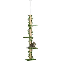 PawHut krabpaal - spaanplaat - 37x21x202-242H - cm/groen/geel