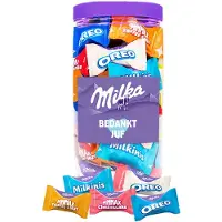 Milka Favourites chocolade "Bedankt juf" - cadeau voor juf - einde schooljaar - bedankt de leerkracht - chocoladecadeau - 5 smaken - 500g
