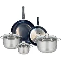 Elo Set van 2 Koekenpannen 24 en 32 cm en 3 Kookpotten 14, 20 en 24 cm Elo Prima Glanzend