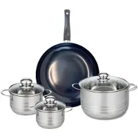 Elo Set van 1 Koekenpan 32 cm en 3 kookpotten 14, 16 en 24 cm Elo Prima Glanzend