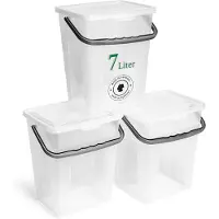 Novaliv 3x Wasmiddeldoos met deksel 7 liter I Transparant I 23,5 x 18 x 26,5 cm I Doos Waspoeder Opbergdoos met handvat Wasmiddel Opbergdoos Wasmiddel Wasmiddelcontainer Waspoedercontainer