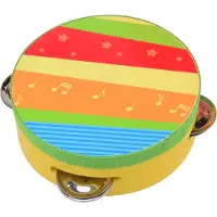 Johntoy Houten Tamboerijn Regenboog Geel 13CM - Tamboerijn Kind - Tamboerijn Muziekinstrument - Tamboerijn Baby