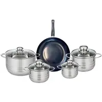Elo Set van 1 Koekenpan 24 cm en 4 kookpotten 12, 14, 16 en 20 cm Elo Prima Glanzend