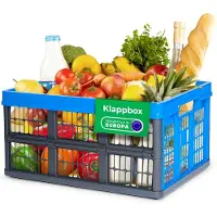 Novaliv Vouwbox 45l Blauw - Opvouwbare mandbox met praktische draaggrepen - Veelzijdige opbergbox