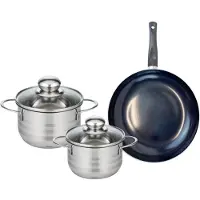 Elo Set van 1 Koekenpan 24 cm en 2 kookpotten 14 en 16 cm Elo Prima Glanzend