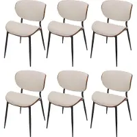 MCW Set van 6 eetkamerstoelen -O45, stoel, gebogen hout kunstleer 280 g/m² Öko-Tex MVG ~ walnootlook, wit