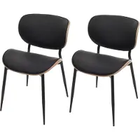MCW Set van 2 eetkamerstoelen -O45, stoel, gebogen hout kunstleer 280g/m² Oeko-Tex MVG ~ naturel, zwart