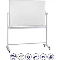 Franken Verrijdbaar en draaibaar whiteboard - geëmailleerd - B 1000 x H 1500 mm - met opbergbak