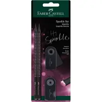 Faber-Castell potlodenset - Grip Sparkle Midnight - 4-delig op blister - 2x grafietpotlood + gum + puntenslijper - Rose -FC-118296