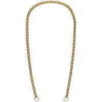 Lucardi Dames Stalen goldplated bedel ketting platte schakel dubbel - Ketting - Staal - Goudkleurig - 40 cm