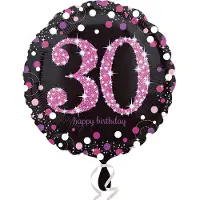 Amscan Folieballon HBD sparkling pink 30 (45cm) (zwart, pink, zilver)