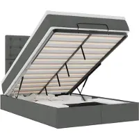 vidaXL Ottoman bed met matras en LED's 120x200cm stof donkergrijs