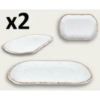 Arca TIERRA - Set van 2 Rechthoekige Melamine Schalen/Borden 30x20xH3cm – licht in gewicht – makkelijk stapelbaar – voor binnen en buiten