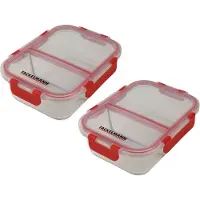 Fackelmann Set van 2 glazen lunchboxen met twee vakken 1000 ml Move
