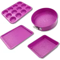 Fackelmann Set van 4 fuchsia bakvormen, 23 tot 38 cm, Pastry