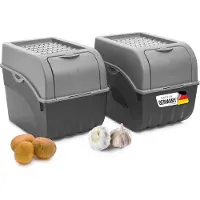 Novaliv Aardappelbewaardoos | 2X groot 9L | GRIJS | Uiendoos | Groentebox stapelbare aardappelbox uienopslag aardappelmand fruitcontainer aardappelbox voedselopslagcontainer