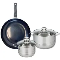 Elo Set van 1 Koekenpan 28 cm en 2 kookpotten 16 en 20 cm Elo Prima Glanzend