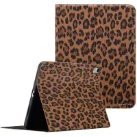 Selencia Sabi Bookcase met panterprint voor de Apple iPad 11 (2025) 11 inch A16 / iPad 10 (2022) 10.9 inch - Mocha Brown