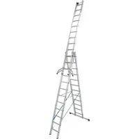 Krause Multifunctionele ladder van aluminium 3 x 12 sporten, met trigon-dwarssteun