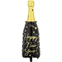 Party Deco Partydeco - Folieballon Champagnefles Happy New Year 39,5 x 98 cm