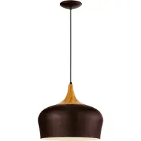 Eglo Hanglamp Obregon bruin met houtbruin