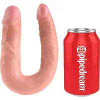King Cock U-Shaped Double Trouble Dubbele Dildo Medium - beige