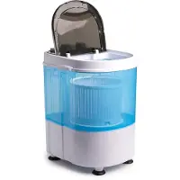 Nexxt Mini Wasmachine met Centrifuge en Bovenlader - Tot 3KG Wasgoed – Snelprogramma: 15 Minuten – Energiezuinig – Handig voor de Camping – Wit/ Blauw