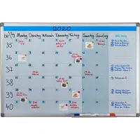 Relaxdays whiteboard planner - weekplanner - magnetisch - pennenbakje - 60 x 90 cm - wit