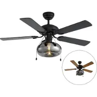 QAZQA Plafondventilator zwart 107,5cm met trekschakelaar - Mistral Busa
