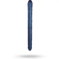 Strap-On-Me - dubbele dildo - siliconen - metallic blauw