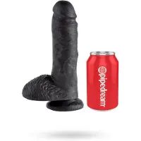 King Cock dildo met ballen - 20 cm, zwart