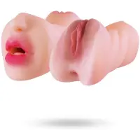 NMC - Moist And Surge Dubbelzijdige Stroker met 3 openingen - Seksspeeltje masturbator, Lichte huidskleur