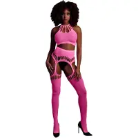 Ouch! Glow in the Dark Topje met aangehechte kousen - Roze