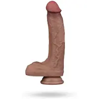 Lovetoy - Dubbellaagse siliconen dildo 21,5 cm (Ø 4,2 cm) - Bruin