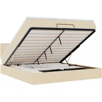 vidaXL Bed poef met matras en LED's 180x200 cm stof crèmekleurig