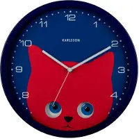 Karlsson Wandklok Peekaboo Cat - Blauw - 30.8x4.5x30.8cm - Wandklok Scandinavisch