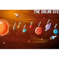 Karo-art Fotobehang Oranje Zonnestelsel - Vliesbehang - 460 x 300 cm