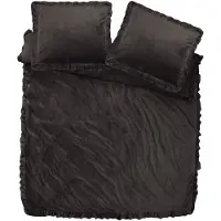 Sleeptime dekbedovertrek ruffles - zwart/bruin - velvet - 140x220