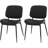 MCW Set van 2 eetkamerstoelen -O44, keukenstoel, gebogen hout kunstleer Oeko-Tex MVG ~ walnoot look, zwart