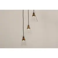 Lumidora Hanglamp 74676 - THIJMEN - 3 Lichts - E27 - Brons - Messing (kleur) - Transparant - kleurloos - Metaal
