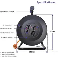 Helos 262884 electriciteitssnoer Zwart, Oranje 50 m